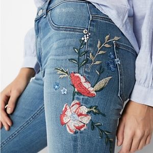 Express Floral Embroidered Jeans/Never Worn